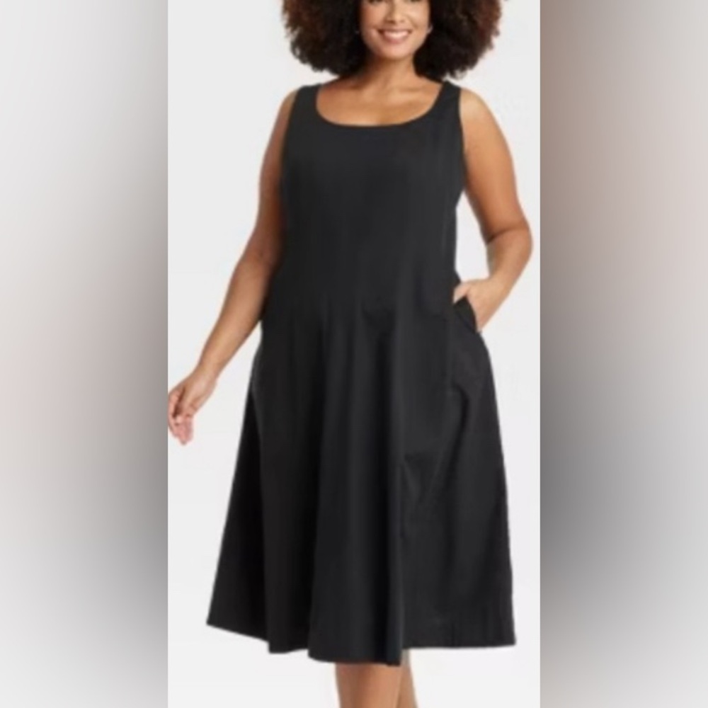 NWT A New Day Women’s Black Corset Midi A-Line Dress